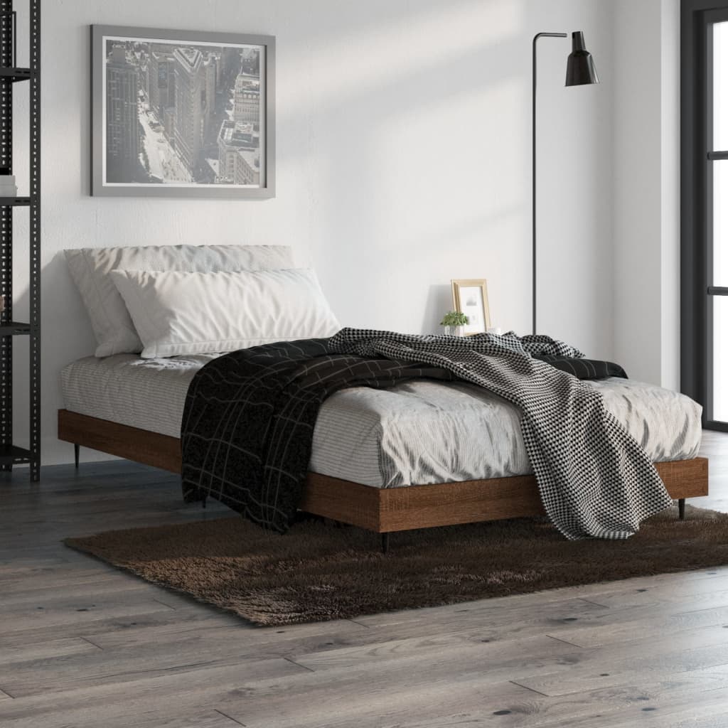 Bed Frame Without Mattress Brown Oak Look 90 X 200 Cm Wood Based Material
