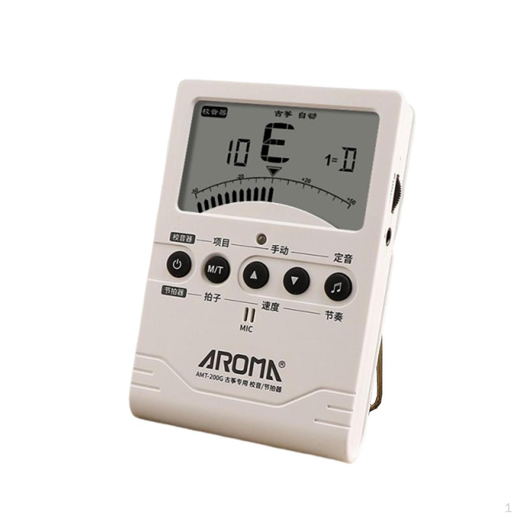 Digital Metronome Tuner Tone Generator for All Instruments Ukulele Chromatic White