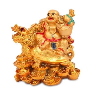 Lachender Buddha auf Dagon mit Münzen Idol Statue Prunkstück Glück und Geld Reichtum Sitzendes Idol für Heimdekoration