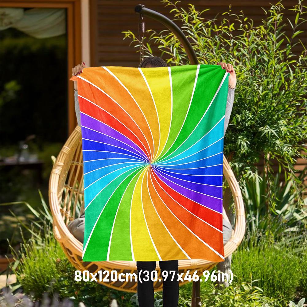 

1PC rainbow spiralOutdoor Flannel Blanket - Soft Plush Decor for Picnics, camping, Bedroom, Playroom, Office, or Lunch Break 1279A 80x120cm(31x47inch)