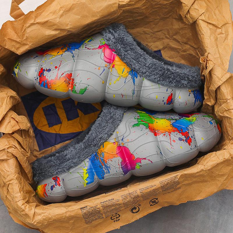 Зимние женские и мужские плюшевые тапочки — фото 7