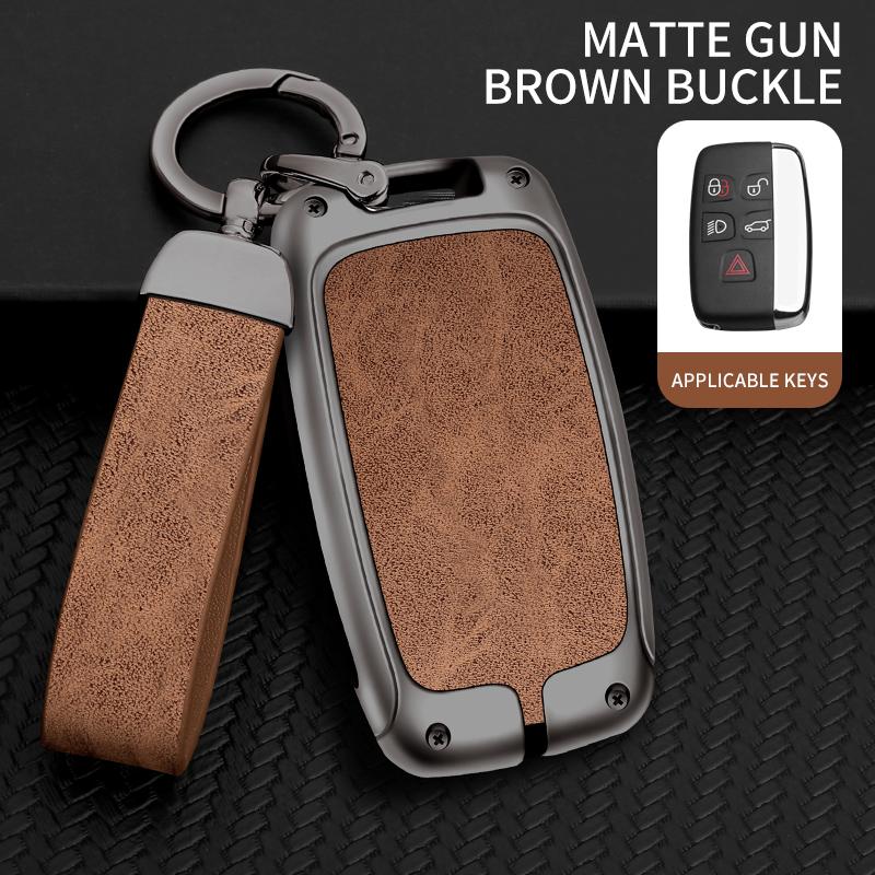 Leather Metal Car Key Case Cover Bag for Land Rover Range Rover Sport Evoque Freelander Velar Discovery 4 Jaguar XE XJ XF Guitar