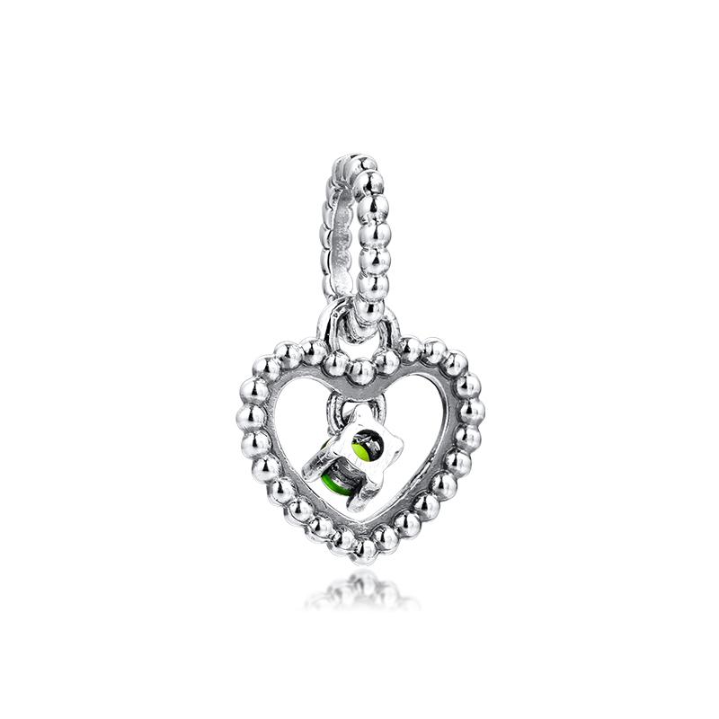 

Подходит для европейского браслета 925 пробы из стерлингового серебра, весенние зеленые бусины в форме сердца, подвески-шармы для изготовления ювелирных изделий Kralen