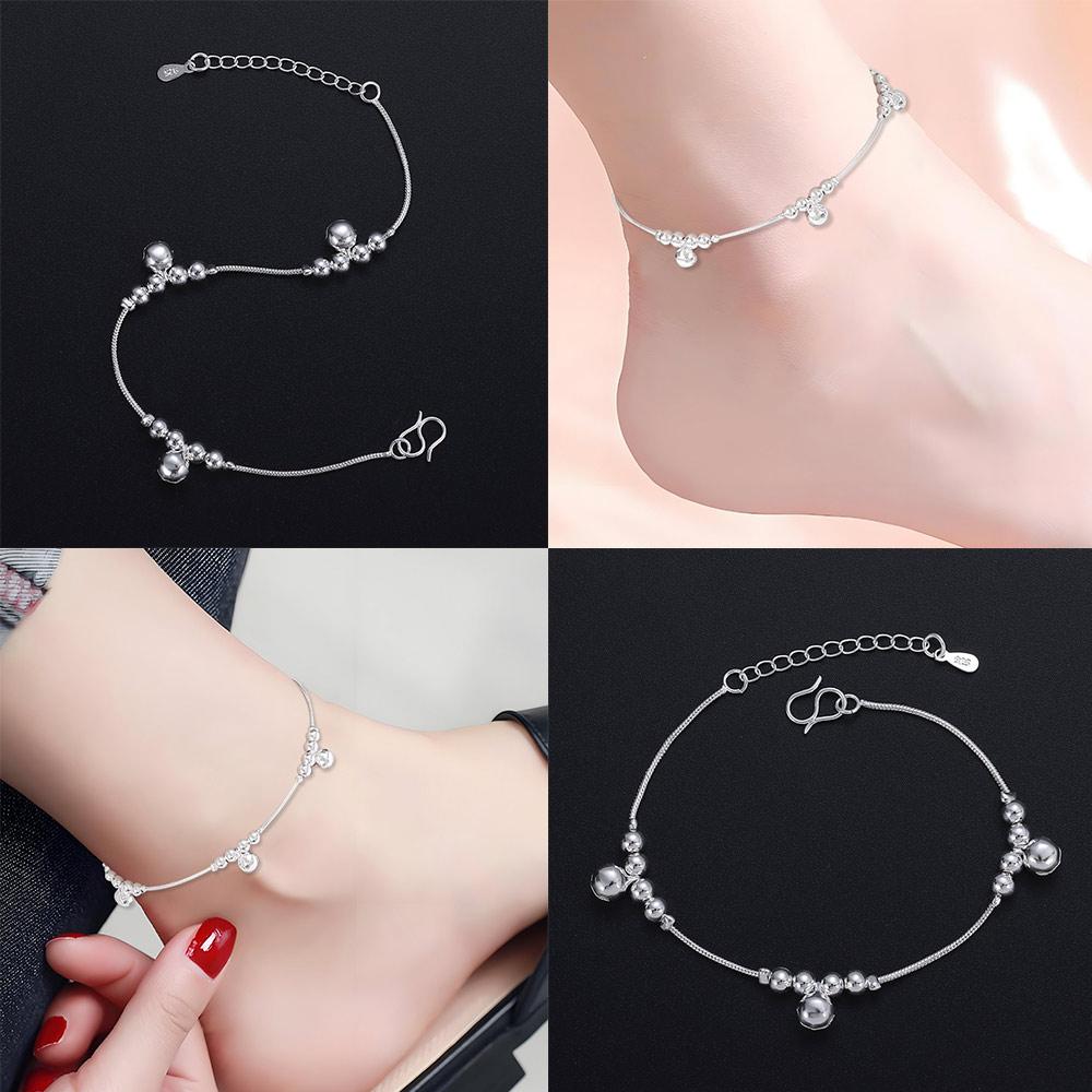 Nytt Smycke Mode Ankelsmycke Klockor Pärla Silverpläterad Kedja Fotankel