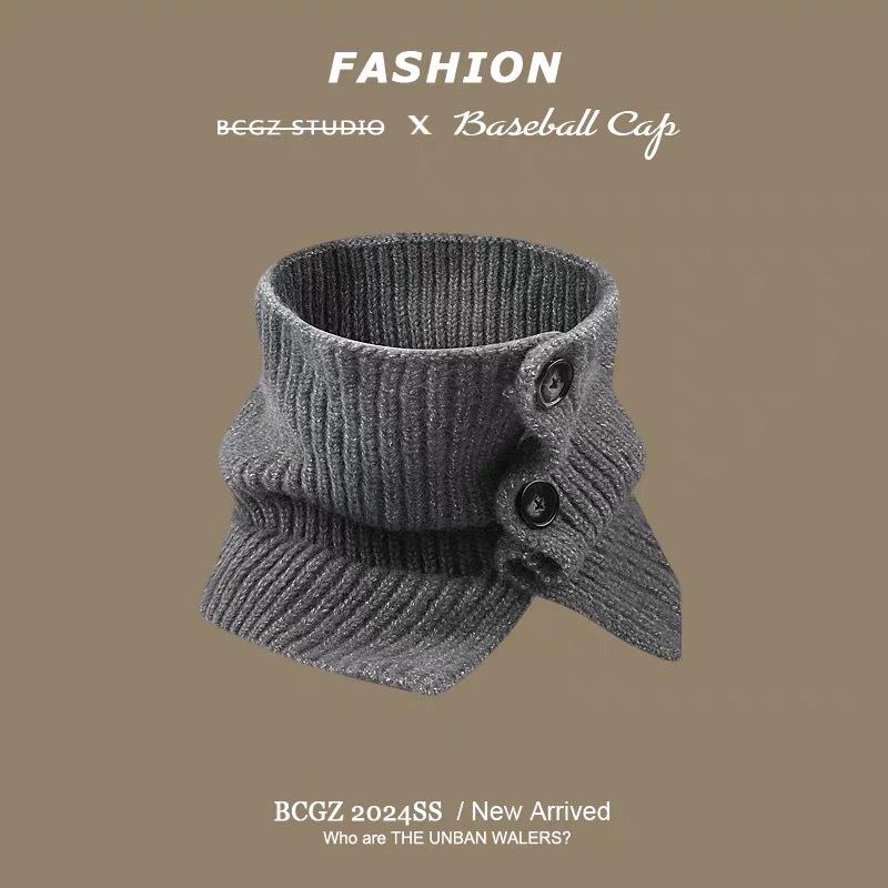Korean Style Women's Knitted Woolen Neck Gaiter & Scarf with Buttons