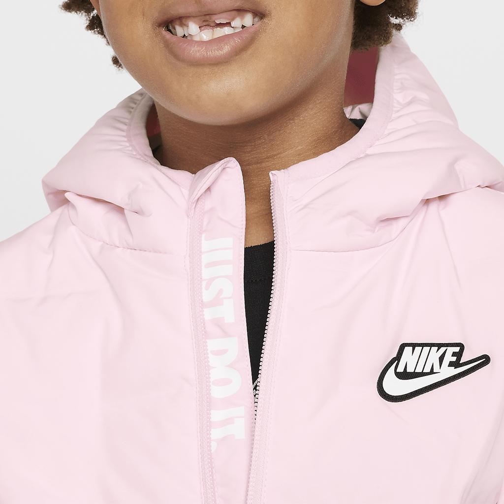 Nike Péřová bunda s kapucí a zipem Dětské bundy Pěnově růžová HQ7960-663