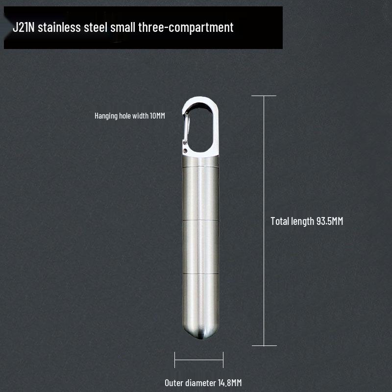 

Водонепроницаемый брелок-контейнер для таблеток из нержавеющей стали - Портативный многосекционный EDC-органайзер.