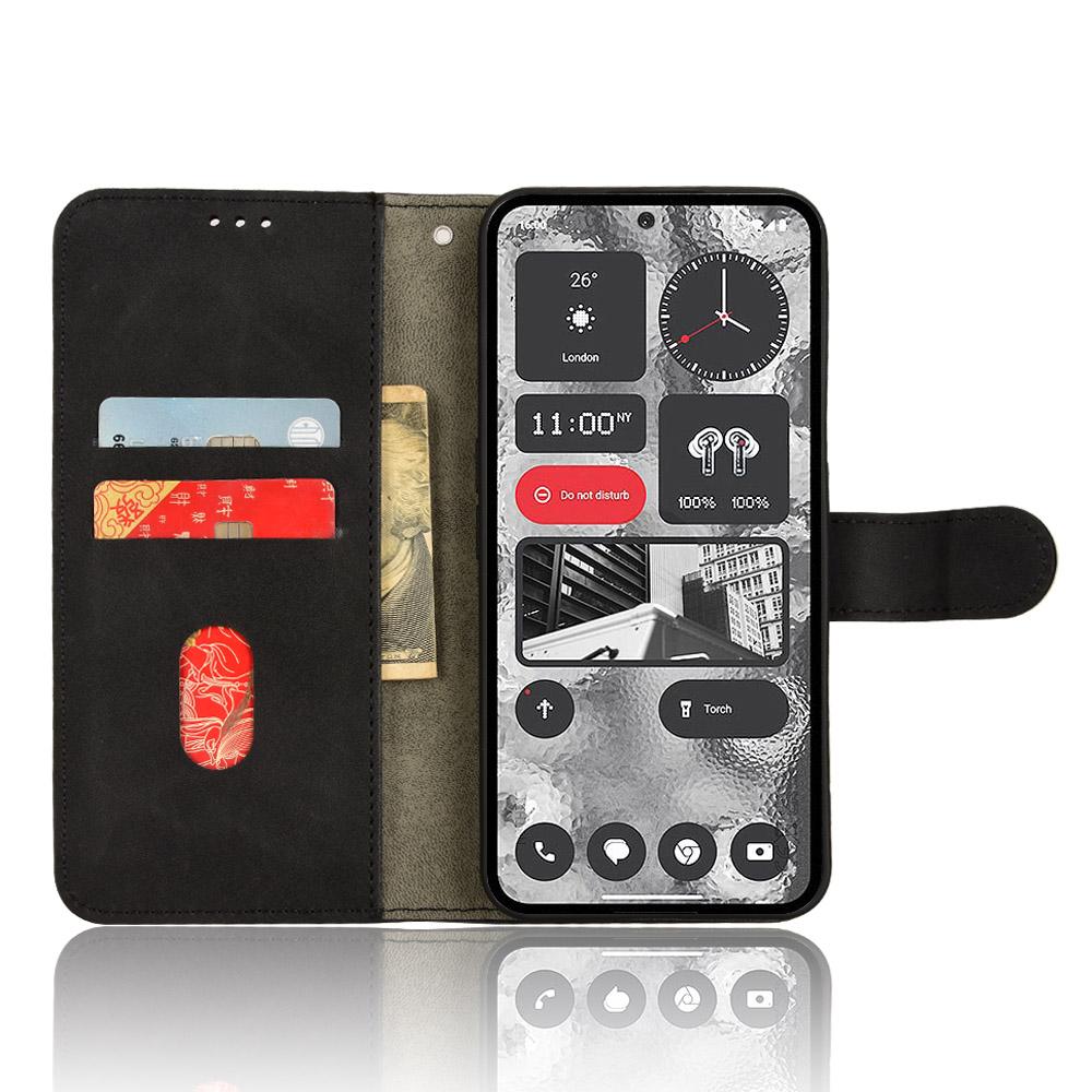

For Nothing Phone (2) Phone Case Stand Skin-touch Wallet PU Leather Full Protection Phone Cover Black