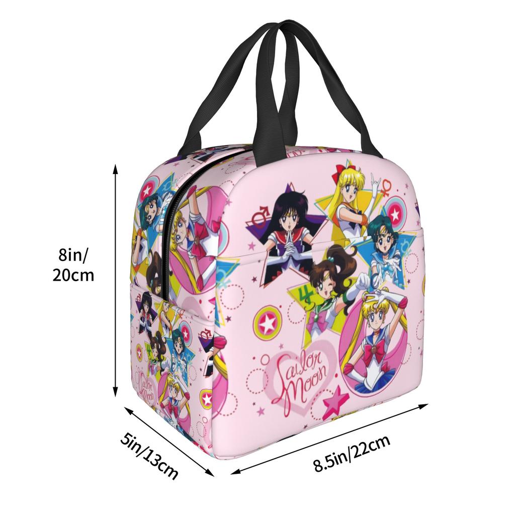 Custom Sailors Anime Moons Insulated Lunch Bags for School Office Bishoujo Portable Thermal Cooler Lunch Box Men Women