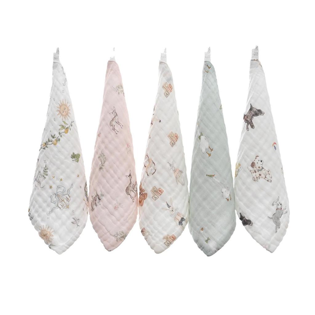 Newborn Pure Cotton Baby Face Towel - Super Soft Absorbent Gauze, Small Square Towel & Bib