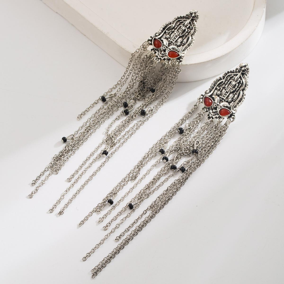 

Модные Личностные Преувеличенные Длинные Серьги-Цепочки с Кисточками Европейский и Американский Стиль Элегантные Высококлассные Легкая Роскошь Ушные Аксессуары серебряный