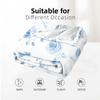 Blue Rose Watercolor Cartoon Anime Print Flannel Blanket Soft Warm Throw for Kids Bedroom Sofa Christmas Office Car
