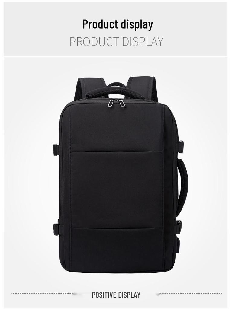 Men's Leather Business Travel Backpack with Laptop Compartment and Wet/Dry Separation
