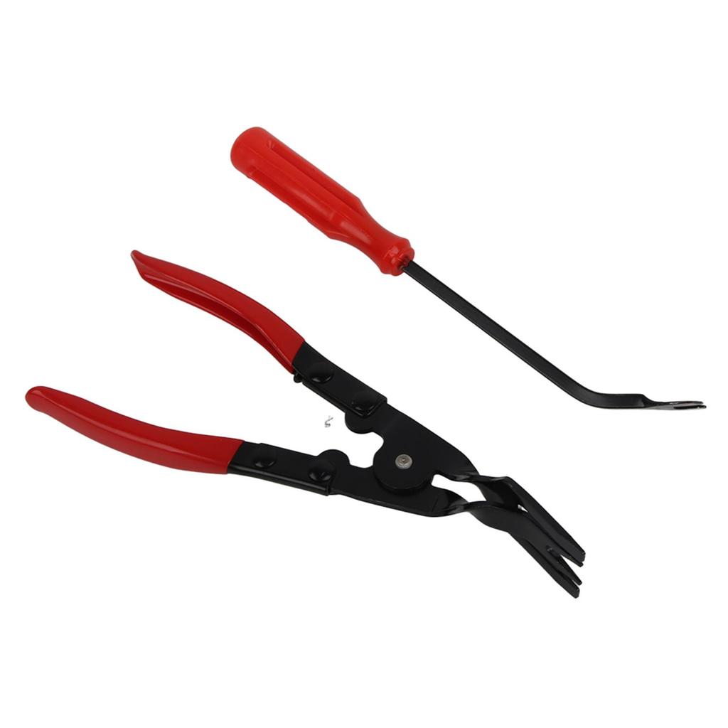 Car Interior Door Panel Clip Removal Pliers Set, Easy to Handle Remover Tool, Red Black, 2 Pieces