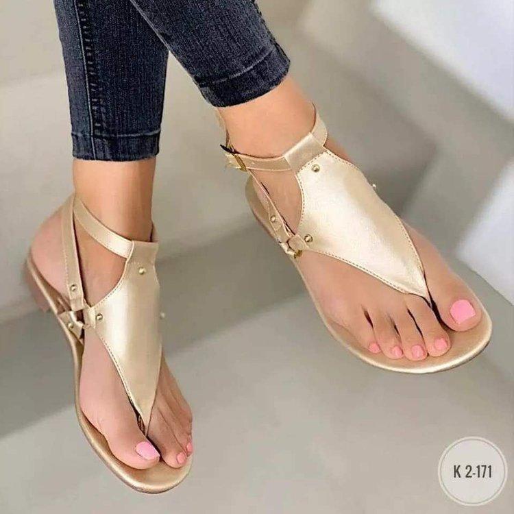 Summer wish casual flat toe women's sandals one-word buckle wear large size women's sandals