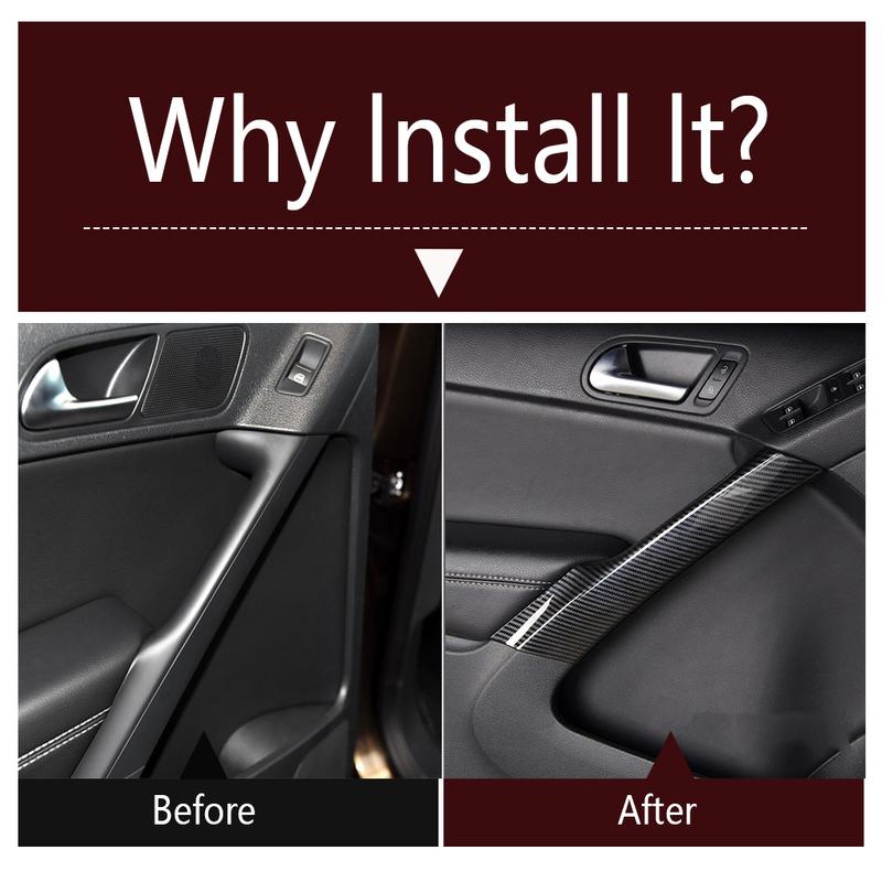 Inner Door Armrest Handle Panel Strip Decoration Cover Trim Matte Accessories Interior For Volkswagen VW Tiguan MK1 2008 - 2015