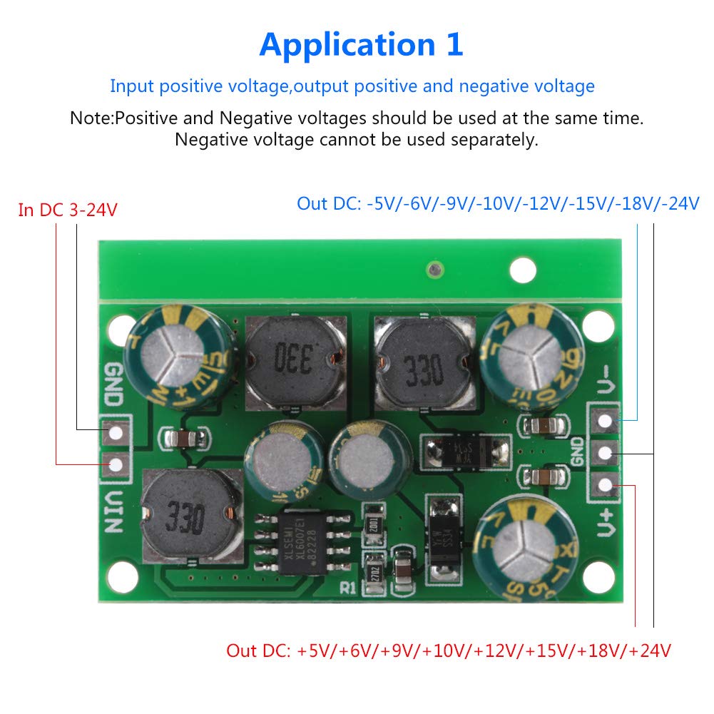 DC Positive & Negative Voltage Down Regulator Boost Converter 3-24V to ±5V 6V 9V 10V 12V 15V 18V 24V (Output Voltage ±5VDC)