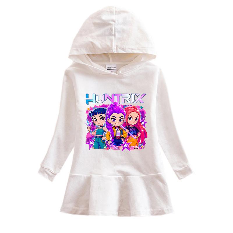 Girls Kpop Rumi Zoey Mira Hunters Printed Colorful Cute Hooded Dress