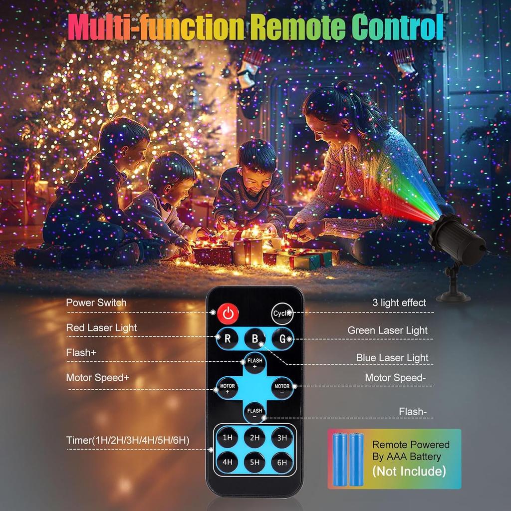Waterproof Firefly Laser Projector Lights Outdoor,12 Effect Moving RGB Lights Show Laser Projection with RF Remote and Timer for Wedding Halloween