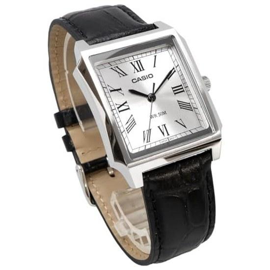 CASIO Standard Analog Mens Watch MTP-B190L-7BV Silver Black Leather Band Overseas Model