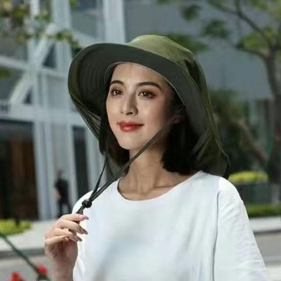 Mosquito Head Net Hat Sun Protection Bucket Hat with Hidden Net Mesh Foldable Fly Protection Netting Hat for Outdoor Fishing Hiking