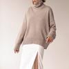 Nuovo Pullover Casual a Manica Lunga in Maglia Liscia Autunno Donna Inverno Spesso Morbido Collo Alto Pullover Maglioni Donna Moda Maglieria Morbida Jumper 24913