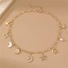 Punk Geometric Moon Pendant Necklace For Women With Zinc Alloy Chain