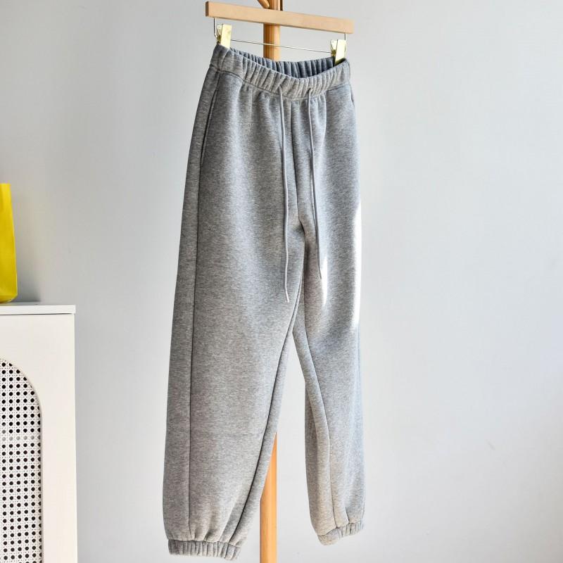 Thick Fleece Lined Winter Pants Men Women Casual Sports Wide Leg Joggers Warm Trousers