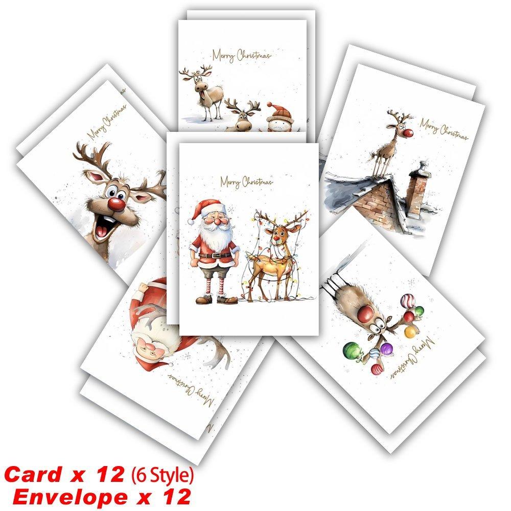 12-Pack Christmas Greeting Cards with Envelopes - Blank Inside for Personal Messages - Suitable for New Year, Congratulations, and Thank You Occasions
