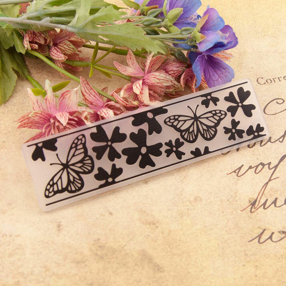 Blomstervine Blondermappe Plastmal Preging Dies Stencil DIY rektangelramme Sommerfuglbursdag
