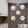 3D Ceramic Flower Wall Decor Ceramic Hanging Decor Unique Arts Sculpture White Artificial Flower for Bedroom Dining Home Hallway