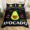 Avokado Dynetrekk sett for barn Kawaii Sengesett Cute Fruits Dynetrekk Twin Size Tropical Botanical Cartoon Quilt Cover