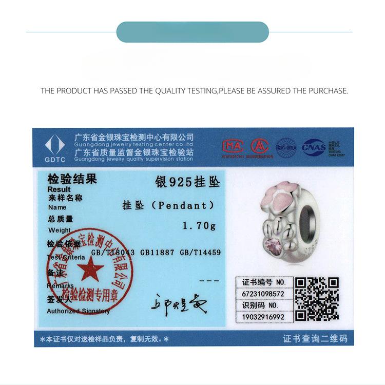 Rosa Mädchenhaftes Katzenpfoten DIY Armband Silikon Positionierungsabstandshalterperlen, Niedliche S925 Sterlingsilberperlen.