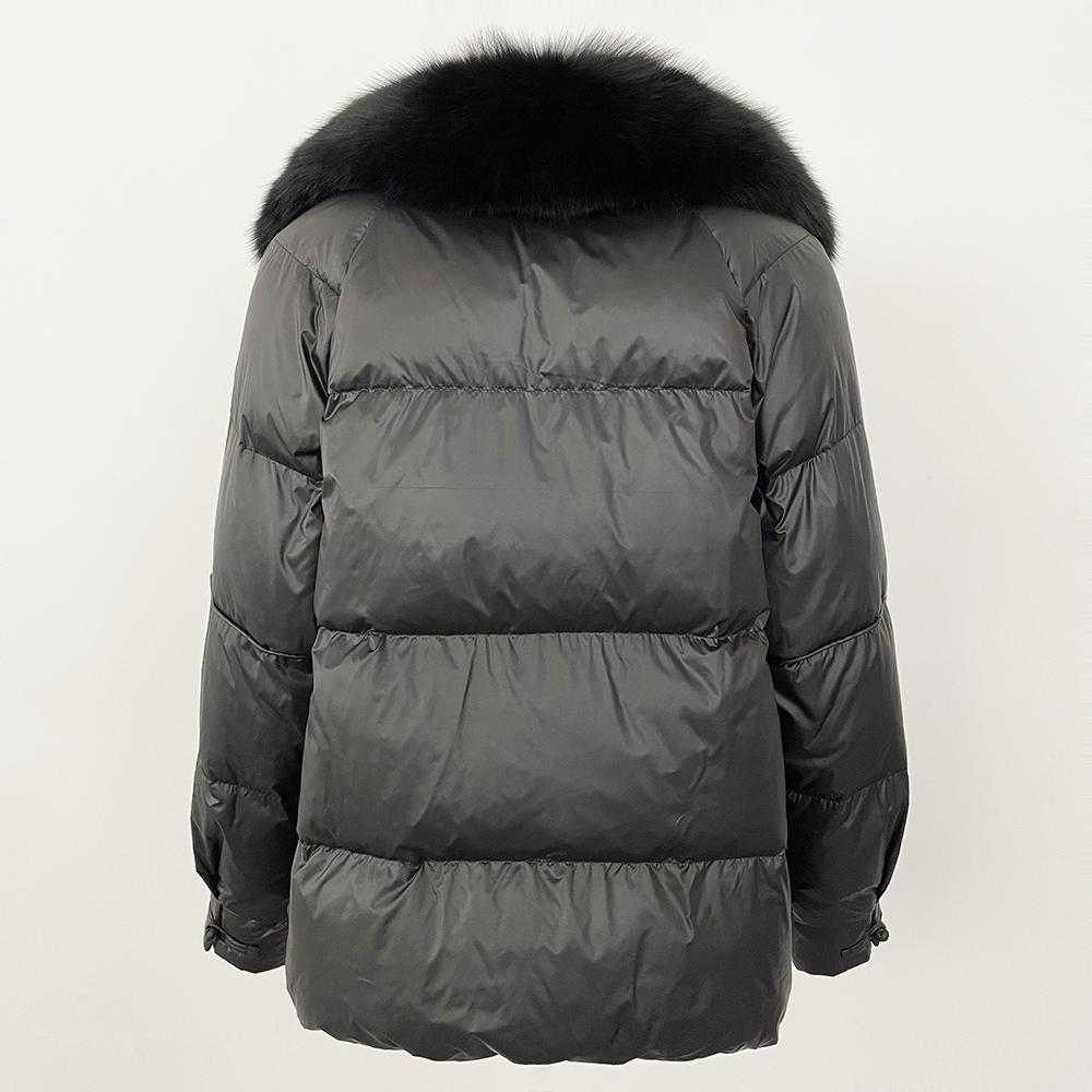 OFTBUY Autumn Winter Fashion Fox Fur Collar Spliced 90% White Duck Down Thickened Warm Women Korean Style Loose Casual Down Jacket