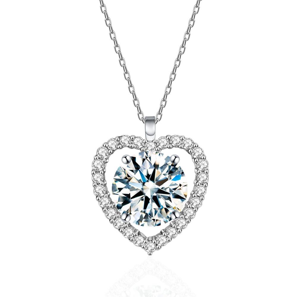 

Vinregem, 100% серебро 925 пробы, VVS1 3EX D, цвет 1 карат, 6,5 мм, круглая огранка, настоящий муассанит, бриллиант, драгоценный камень, подвеска в виде сердца любви, ожерелье, ювелирные изделия GRA 45cm серебряный