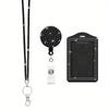 Bling ID Holder with Lanyard Rhinestone Decorated Elegant Design Shiny Finish Badge Reel Retractable Lanyard Easy Pull Buckle