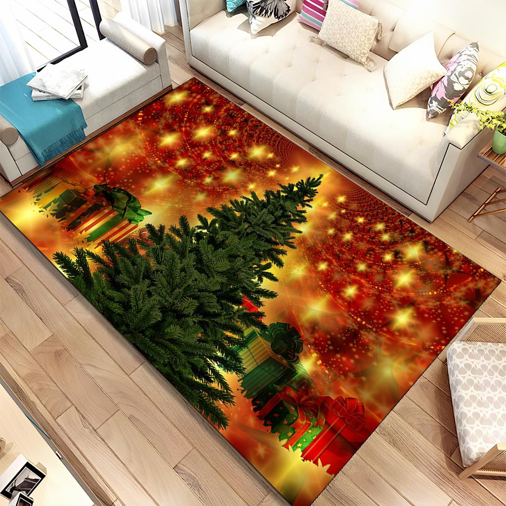 Fofo Pai Natal Árvore de Natal Feliz Desenho Animado Festival Tapete de Presente para Sala de Estar Quarto Casa Decoração de Sofá, Antiderrapante