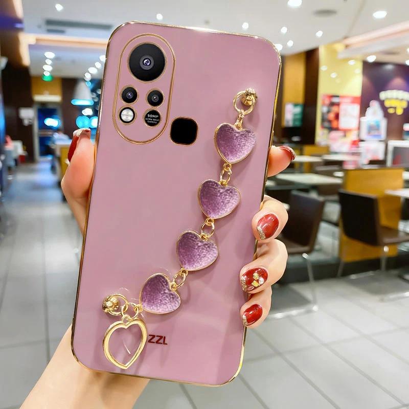 

Плюшевий чохол-браслет Love Heart для infinix Note 30 30i 30Pro 30 Hot 30 30i 20 20i 11 12 12i 20Play Силіконовий чохол із ланцюжком Infinix Hot11S фіолетовий