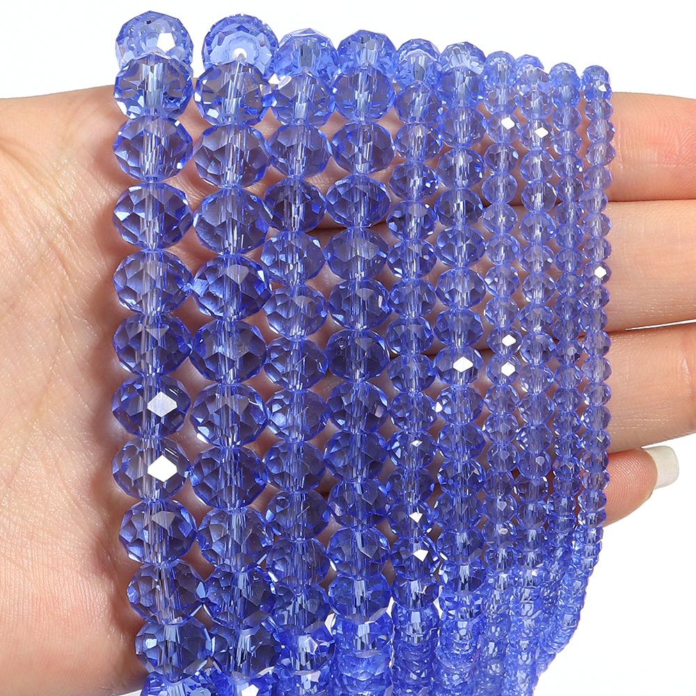 3/4/6/8/10mm Faceted Crystal Beads Transparent Blue Glass Loose Spacer Bead For Jewelry Making DIY Necklace Bracelet Accessories