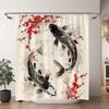 Chinezesc Japonez Koi Pictură cu Tuș Cort de Duș Cireș Roșu Val Pește Pictură în Acuarelă Perdele de Baie Decor Baie