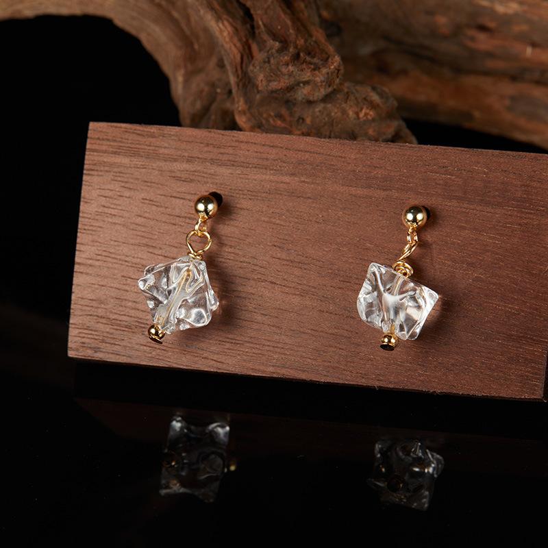 S925 Whole Body Sterling Silver Natural White Crystal Colored Treasure Stud Earrings Women'S Niche Design French Trendy Earrings