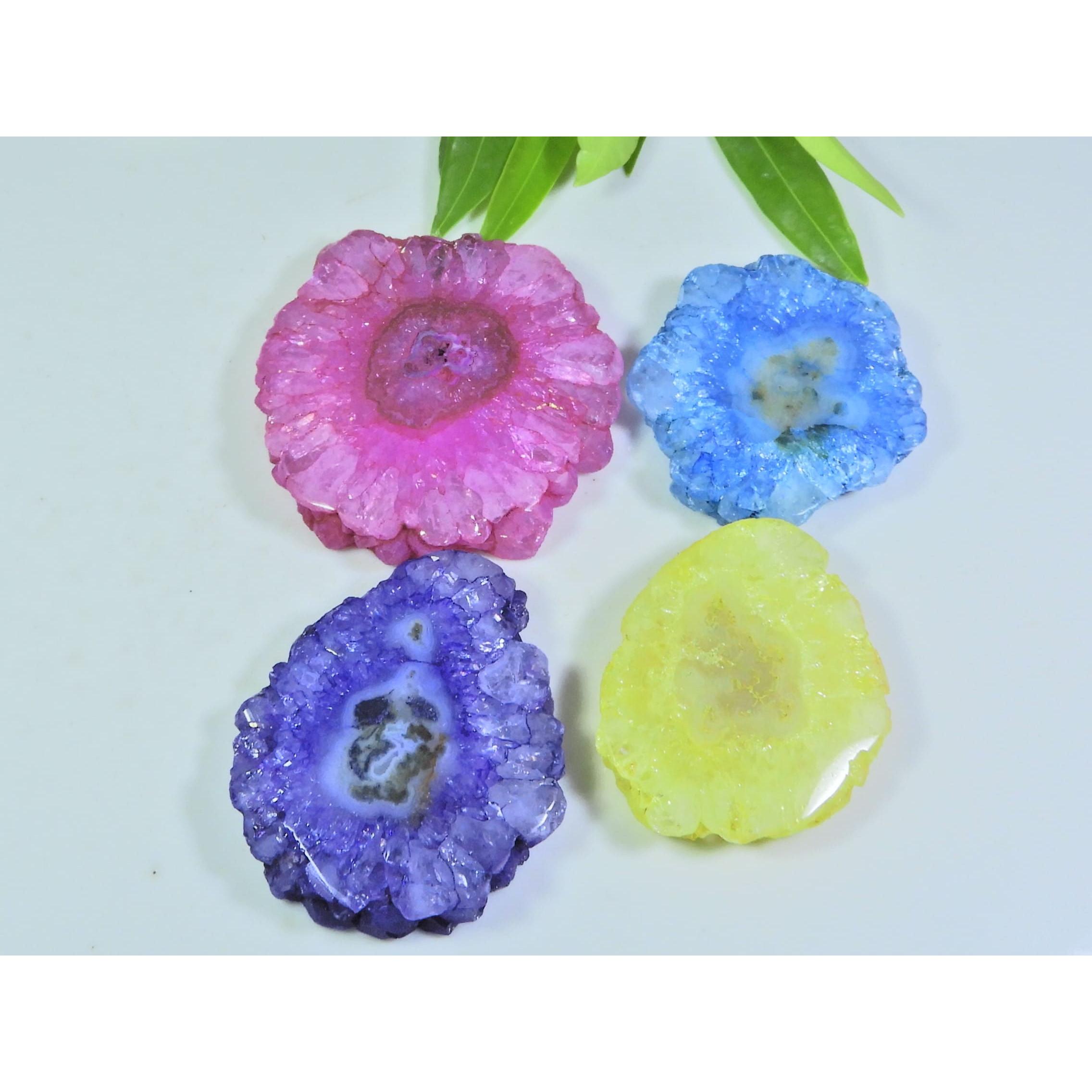 

302Cts. Dyed Solar Durzy Agate 4Pcs Crystal Loose Gemstone Lot 27X35-39X41MM A-232