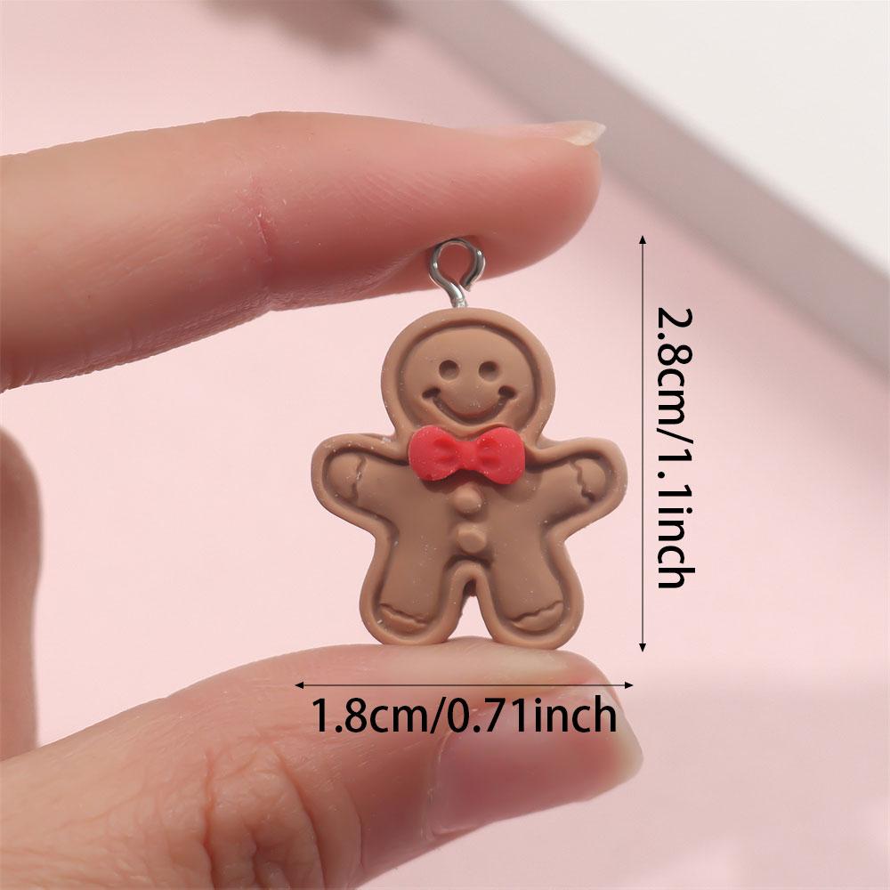 5/10/15pcs Gingerbread Pendant Resin Jewelry Gingerbread Doll Snowman Jewelry DIY Necklace Bracelet Earring Decoration
