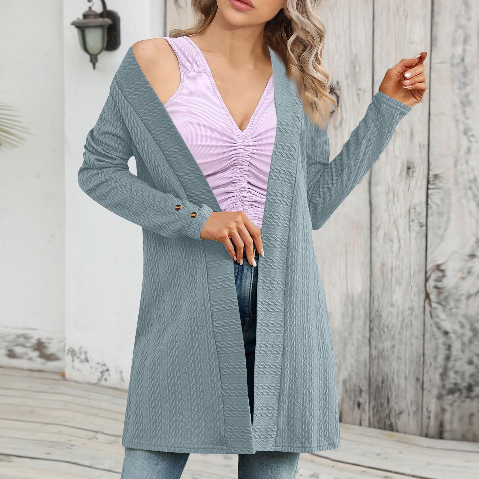 

Женский однотонный кардиган с длинными рукавами и застежкой на пуговицы XL