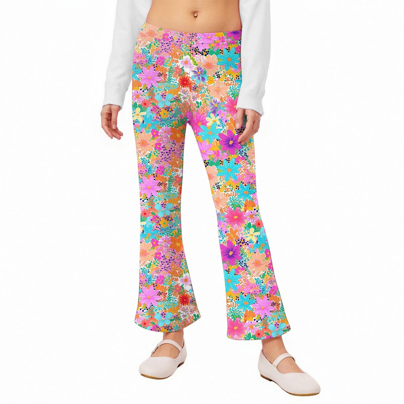 

Расклешенные леггинсы для девочек - Брюки-клеш с принтом 140 розовый