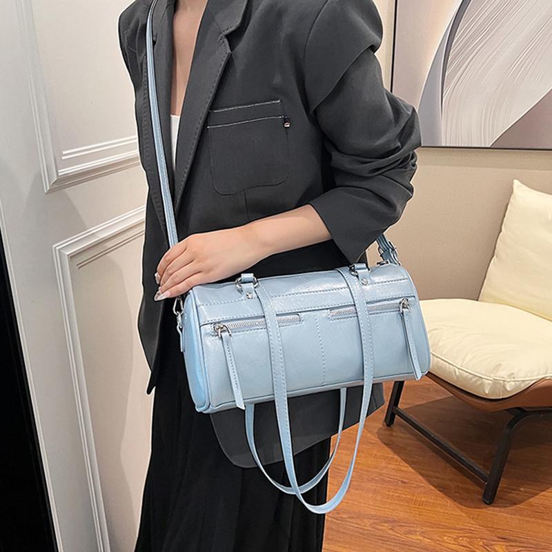 Yogodlns Underarm Barrel-shaped Bag For Women New Fashion Solid Crossbody Bag Versatile Large Capacity Shoulder Commuter Bag