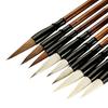 9PCS Traditional Chinese Calligraphy Brush Oil Painting Wolf Hair Scriptures Writing Brush Oil Watercolor Wood Art Paint Brush