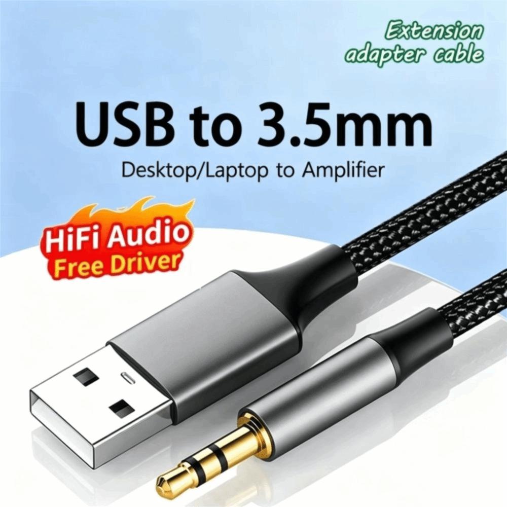 Round Hole USB Audio Cable Cd Grade Sound Quality Extension Audio Line USB To 3.5mm Cable AUX Audio Cable for Notebook