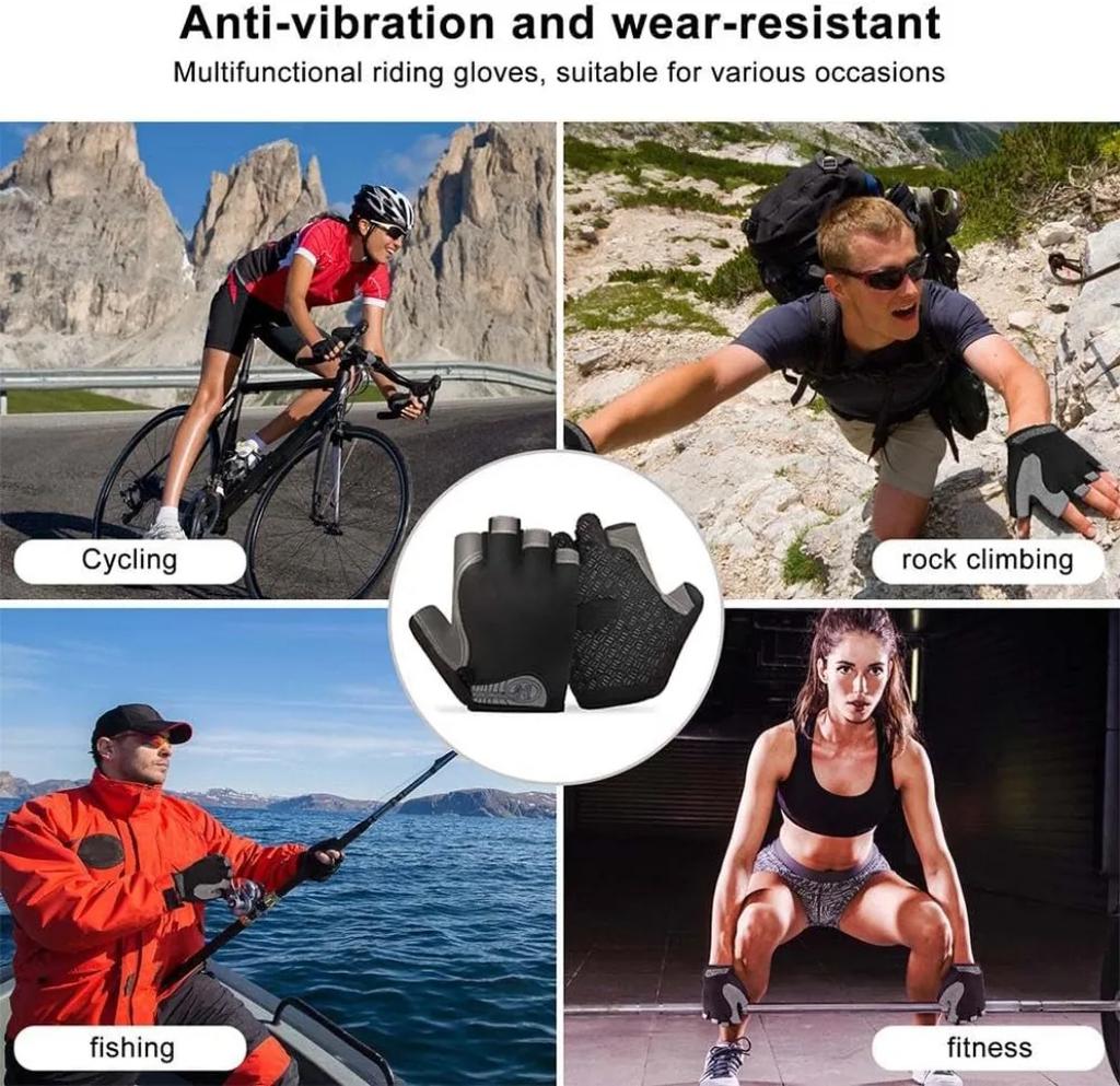 Gym Gloves Woman Men Weight Lifting Crossfit Bodybuilding Dumbbells Glove Anti Slip Fingerless Gloves for Exercise Powerlifting