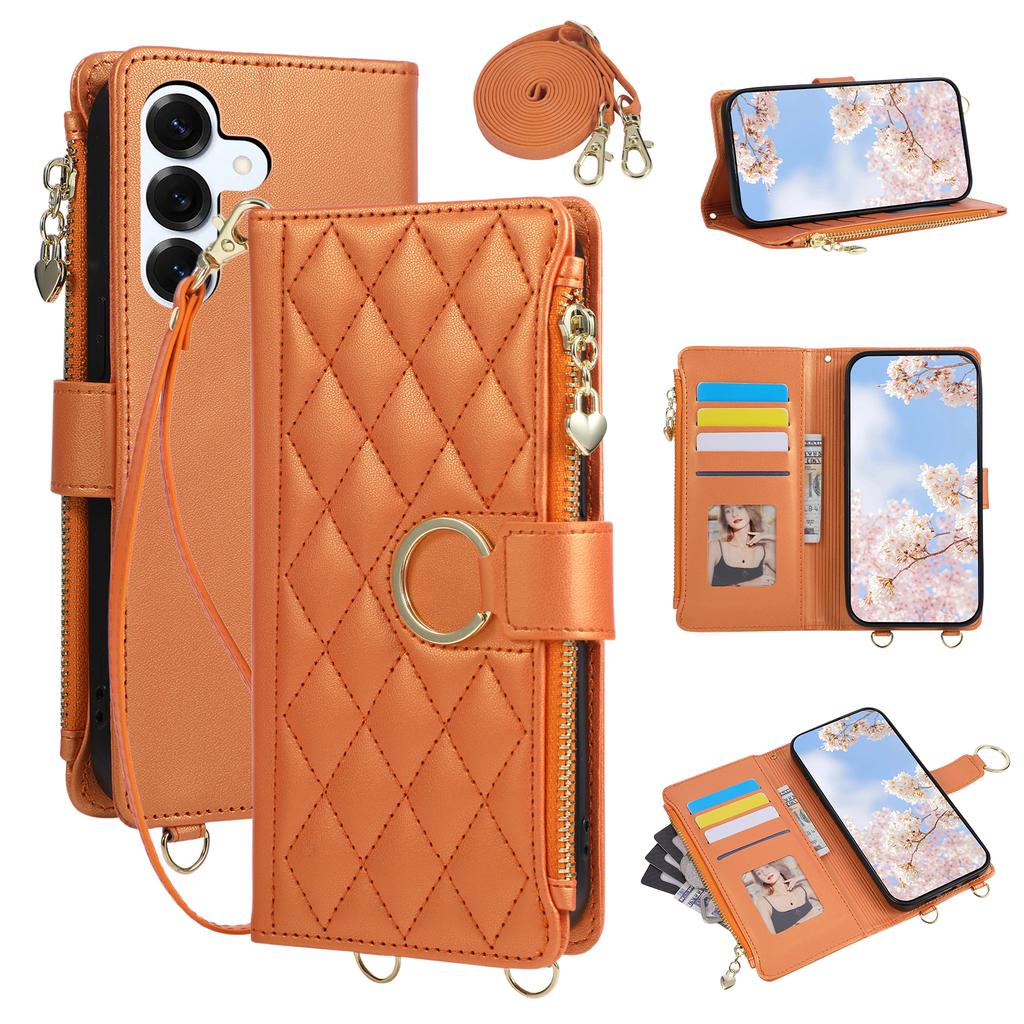 Crossbody Zipper Cards Solt Wallet Flip Leather Case For Samsung Galaxy S26 Ultra S25 S24 Plus S23 S22 A17 A07 A57 A37 Cover